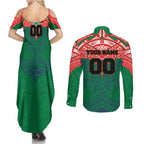Personalized New Zealand Warriors Couples Matching Summer Maxi Dress and Long Sleeve Button Shirt Polynesian Tribal Pattern Style