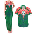 Personalized New Zealand Warriors Couples Matching Tank Maxi Dress and Hawaiian Shirt Polynesian Tribal Pattern Style