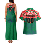 Personalized New Zealand Warriors Couples Matching Tank Maxi Dress and Hawaiian Shirt Polynesian Tribal Pattern Style