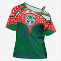 Personalized New Zealand Warriors Cross Shoulder Shirt Polynesian Tribal Pattern Style
