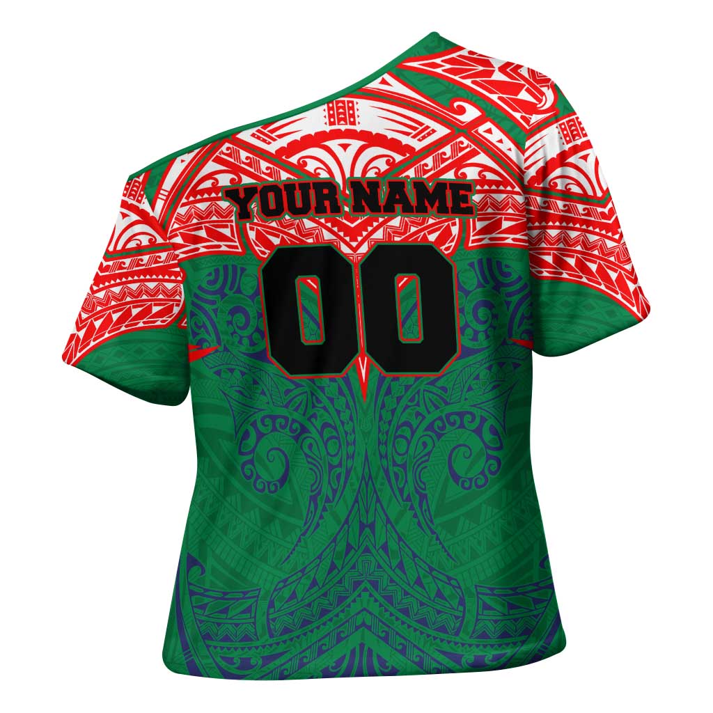 Personalized New Zealand Warriors Cross Shoulder Shirt Polynesian Tribal Pattern Style