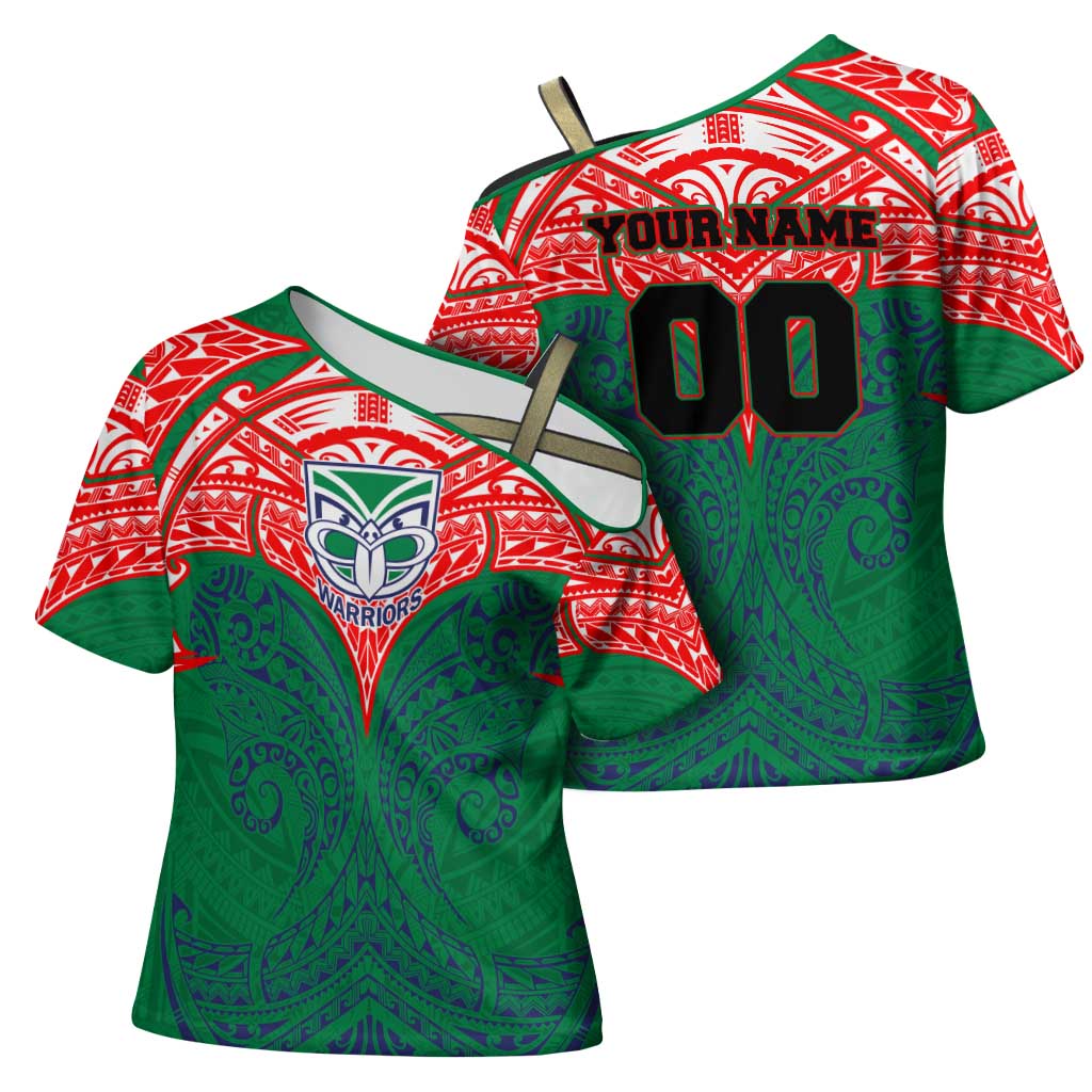 Personalized New Zealand Warriors Cross Shoulder Shirt Polynesian Tribal Pattern Style