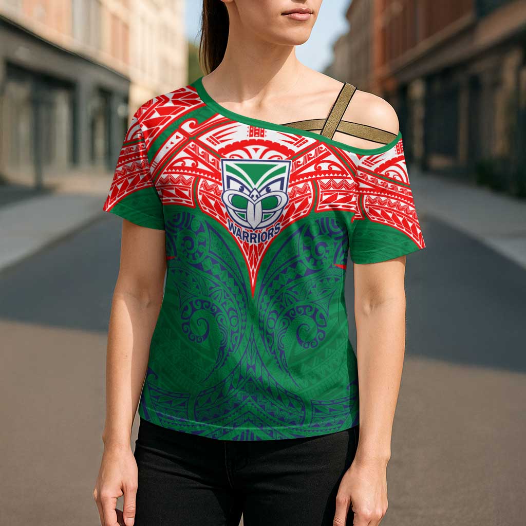 Personalized New Zealand Warriors Cross Shoulder Shirt Polynesian Tribal Pattern Style