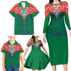Personalized New Zealand Warriors Family Matching Long Sleeve Bodycon Dress and Hawaiian Shirt Polynesian Tribal Pattern Style