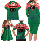 Personalized New Zealand Warriors Family Matching Long Sleeve Bodycon Dress and Hawaiian Shirt Polynesian Tribal Pattern Style
