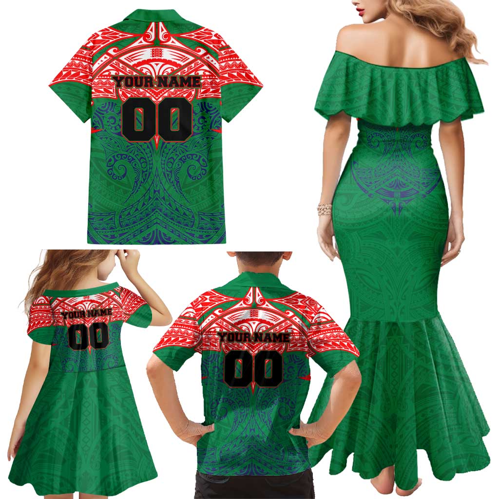 Personalized New Zealand Warriors Family Matching Mermaid Dress and Hawaiian Shirt Polynesian Tribal Pattern Style