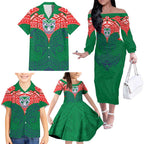 Personalized New Zealand Warriors Family Matching Off The Shoulder Long Sleeve Dress and Hawaiian Shirt Polynesian Tribal Pattern Style