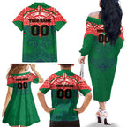 Personalized New Zealand Warriors Family Matching Off The Shoulder Long Sleeve Dress and Hawaiian Shirt Polynesian Tribal Pattern Style