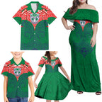 Personalized New Zealand Warriors Family Matching Off Shoulder Maxi Dress and Hawaiian Shirt Polynesian Tribal Pattern Style