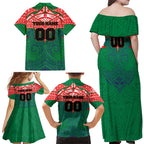 Personalized New Zealand Warriors Family Matching Off Shoulder Maxi Dress and Hawaiian Shirt Polynesian Tribal Pattern Style