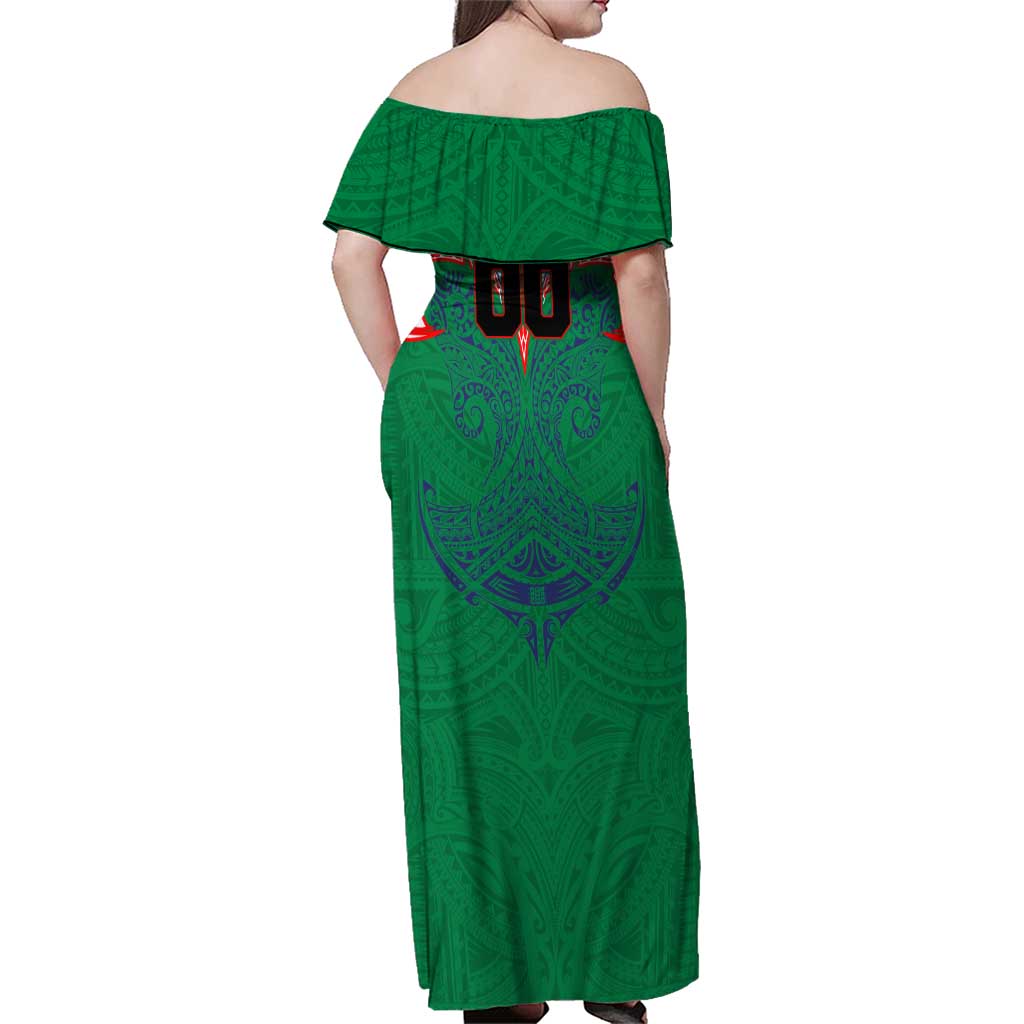 Personalized New Zealand Warriors Family Matching Off Shoulder Maxi Dress and Hawaiian Shirt Polynesian Tribal Pattern Style