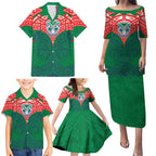 Personalized New Zealand Warriors Family Matching Puletasi and Hawaiian Shirt Polynesian Tribal Pattern Style
