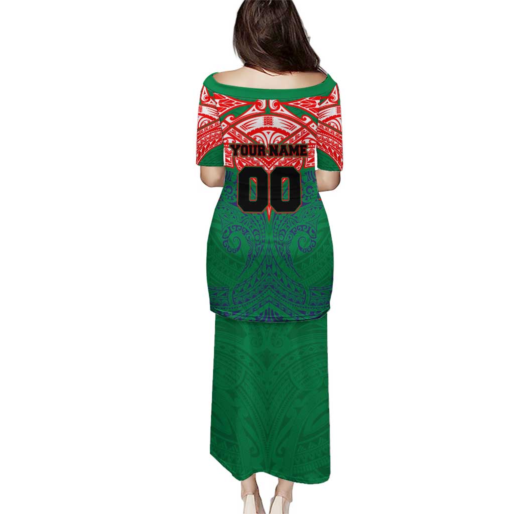 Personalized New Zealand Warriors Family Matching Puletasi and Hawaiian Shirt Polynesian Tribal Pattern Style