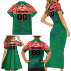Personalized New Zealand Warriors Family Matching Short Sleeve Bodycon Dress and Hawaiian Shirt Polynesian Tribal Pattern Style