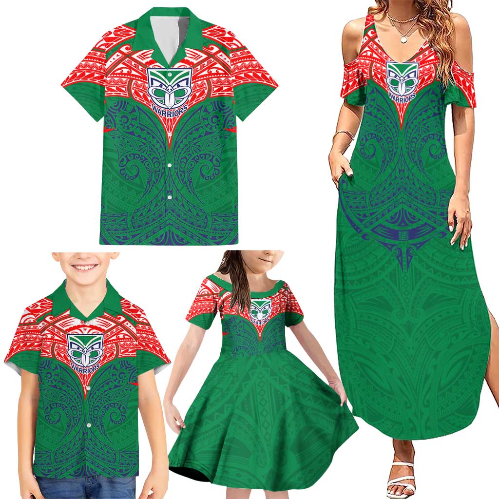 Personalized New Zealand Warriors Family Matching Summer Maxi Dress and Hawaiian Shirt Polynesian Tribal Pattern Style