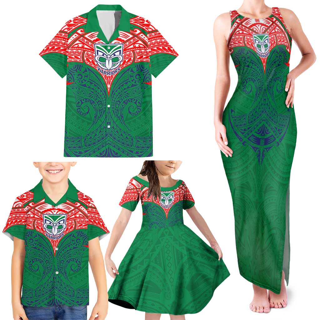 Personalized New Zealand Warriors Family Matching Tank Maxi Dress and Hawaiian Shirt Polynesian Tribal Pattern Style