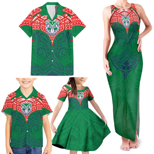 Personalized New Zealand Warriors Family Matching Tank Maxi Dress and Hawaiian Shirt Polynesian Tribal Pattern Style
