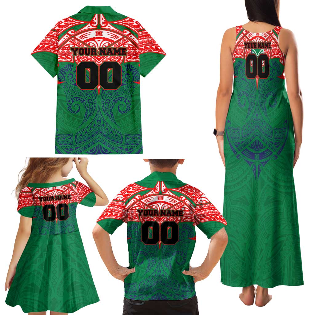 Personalized New Zealand Warriors Family Matching Tank Maxi Dress and Hawaiian Shirt Polynesian Tribal Pattern Style