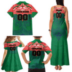 Personalized New Zealand Warriors Family Matching Tank Maxi Dress and Hawaiian Shirt Polynesian Tribal Pattern Style