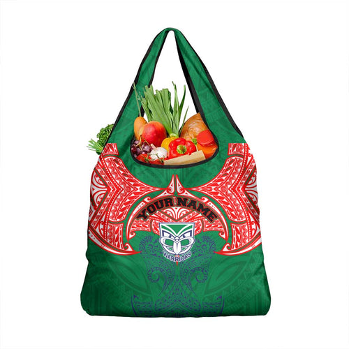 Personalized New Zealand Warriors Grocery Bag Polynesian Tribal Pattern Style
