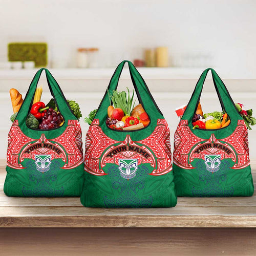 Personalized New Zealand Warriors Grocery Bag Polynesian Tribal Pattern Style