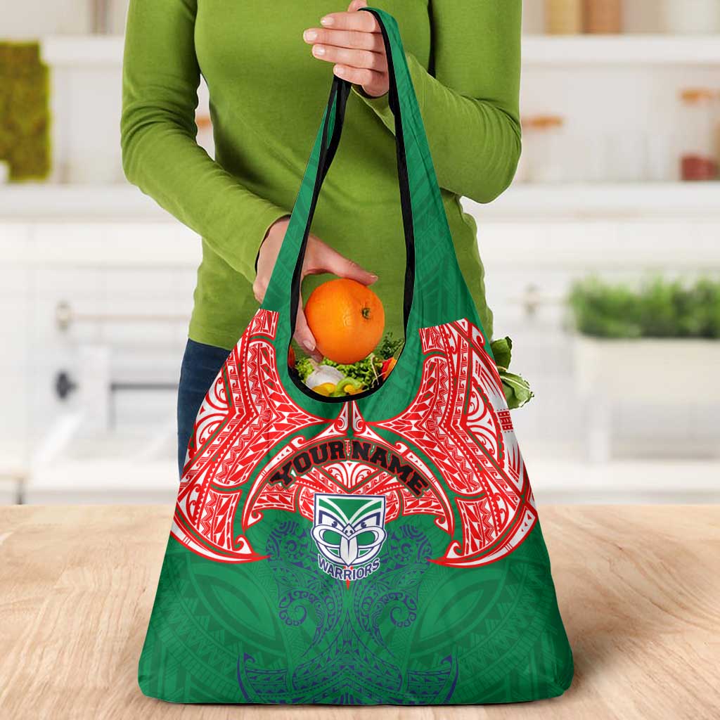 Personalized New Zealand Warriors Grocery Bag Polynesian Tribal Pattern Style