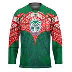 Personalized New Zealand Warriors Hockey Jersey Polynesian Tribal Pattern Style