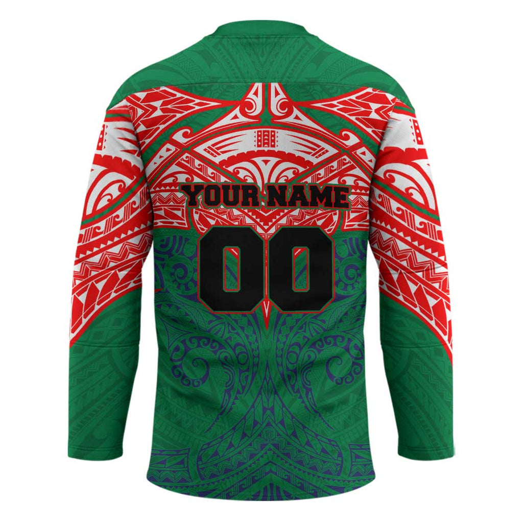 Personalized New Zealand Warriors Hockey Jersey Polynesian Tribal Pattern Style
