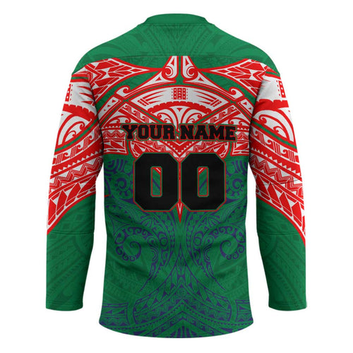 Personalized New Zealand Warriors Hockey Jersey Polynesian Tribal Pattern Style
