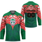 Personalized New Zealand Warriors Hockey Jersey Polynesian Tribal Pattern Style