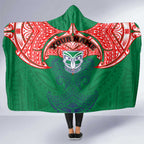 Personalized New Zealand Warriors Hooded Blanket Polynesian Tribal Pattern Style