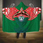 Personalized New Zealand Warriors Hooded Blanket Polynesian Tribal Pattern Style