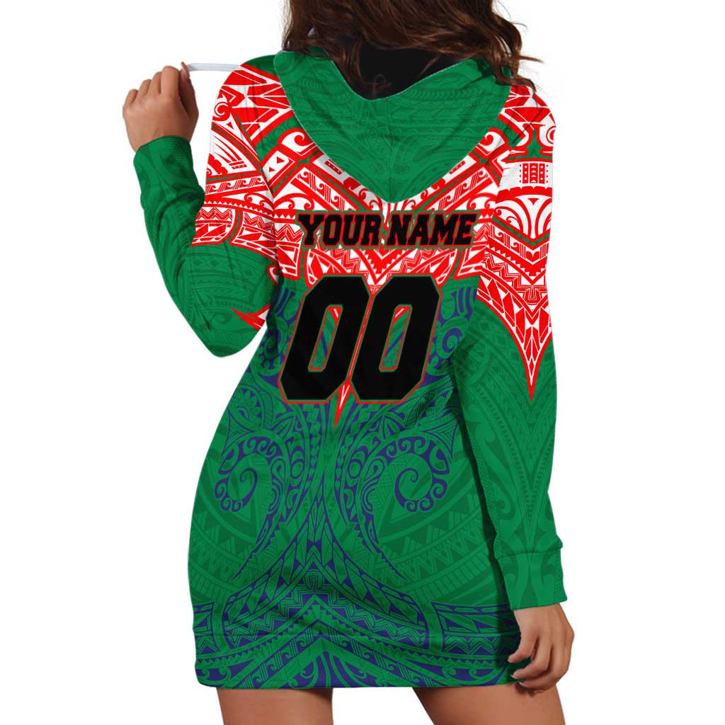 Personalized New Zealand Warriors Hoodie Dress Polynesian Tribal Pattern Style