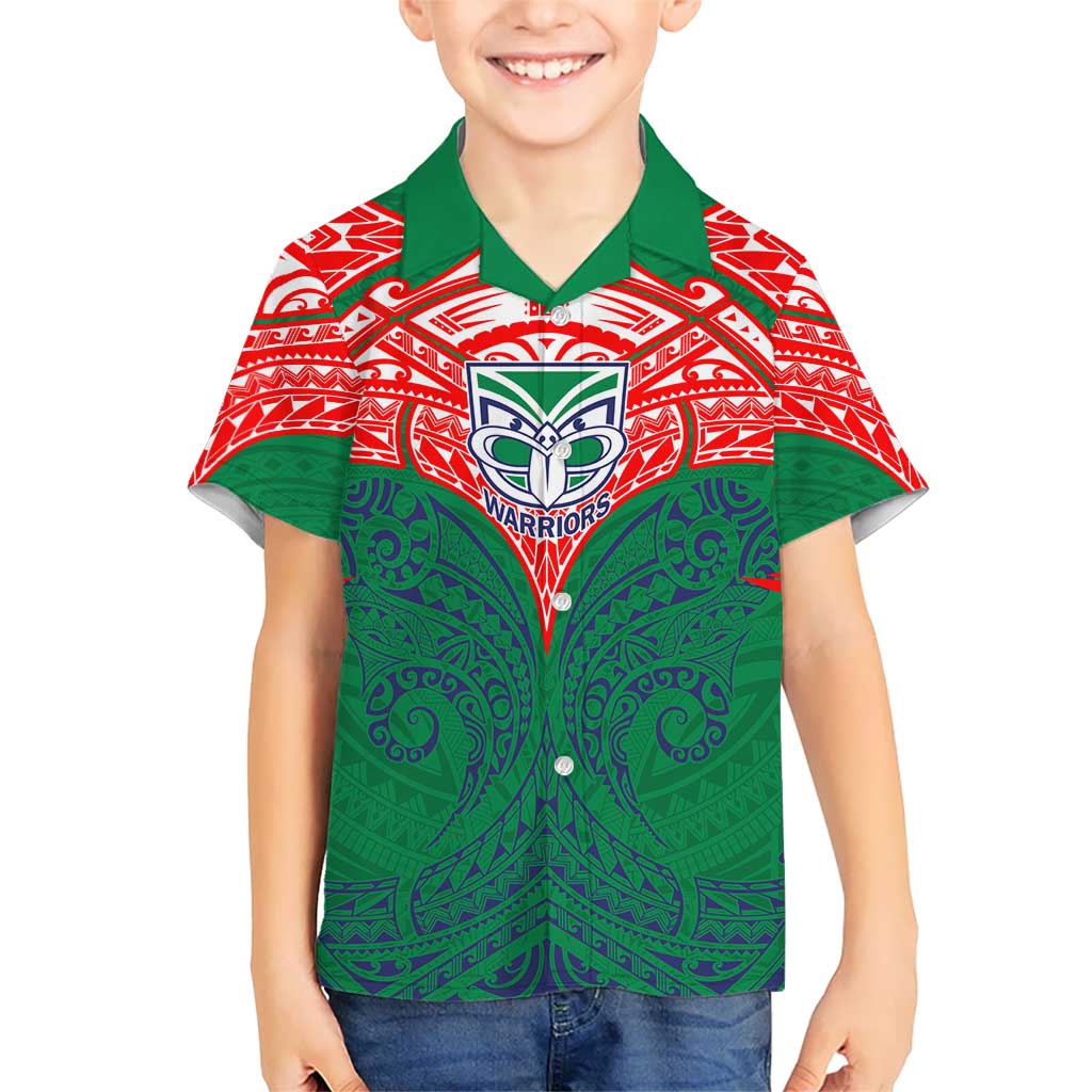 Personalized New Zealand Warriors Kid Hawaiian Shirt Polynesian Tribal Pattern Style