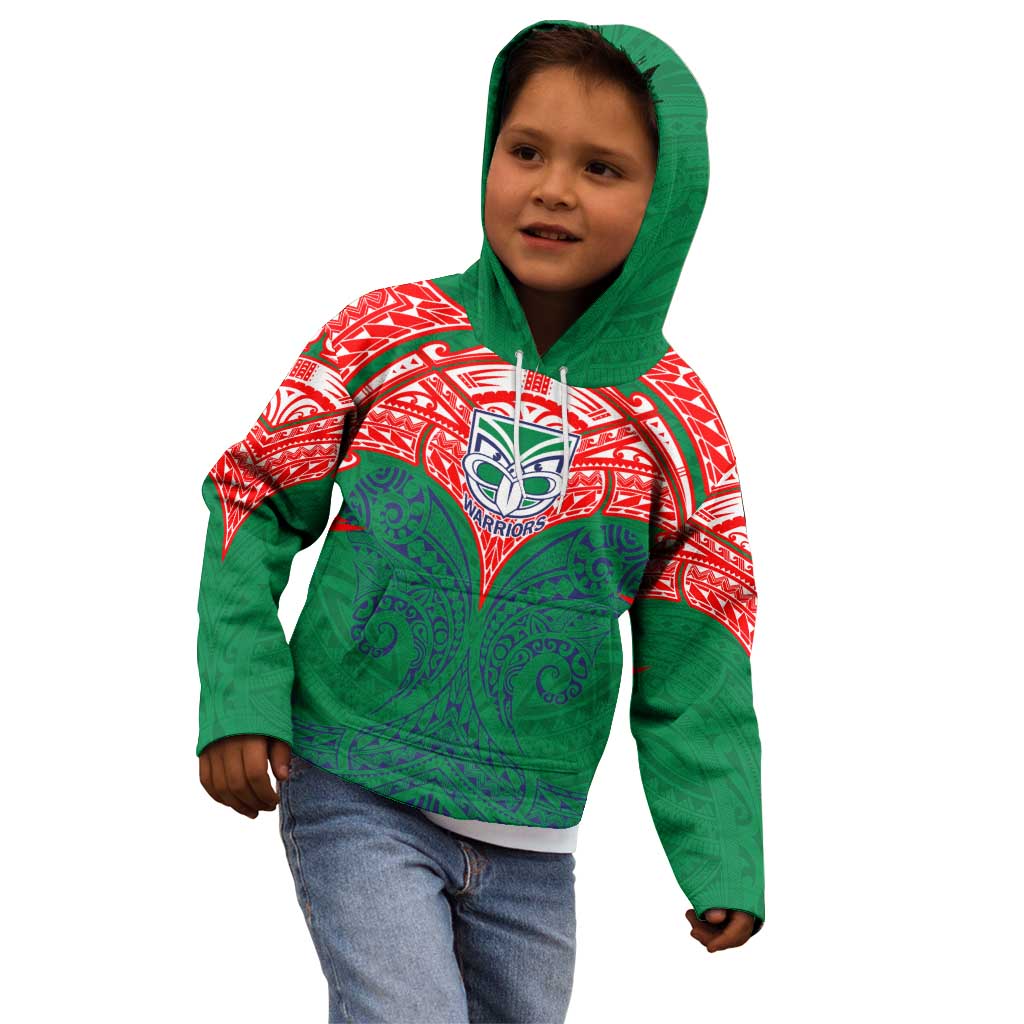 Personalized New Zealand Warriors Kid Hoodie Polynesian Tribal Pattern Style