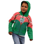 Personalized New Zealand Warriors Kid Hoodie Polynesian Tribal Pattern Style