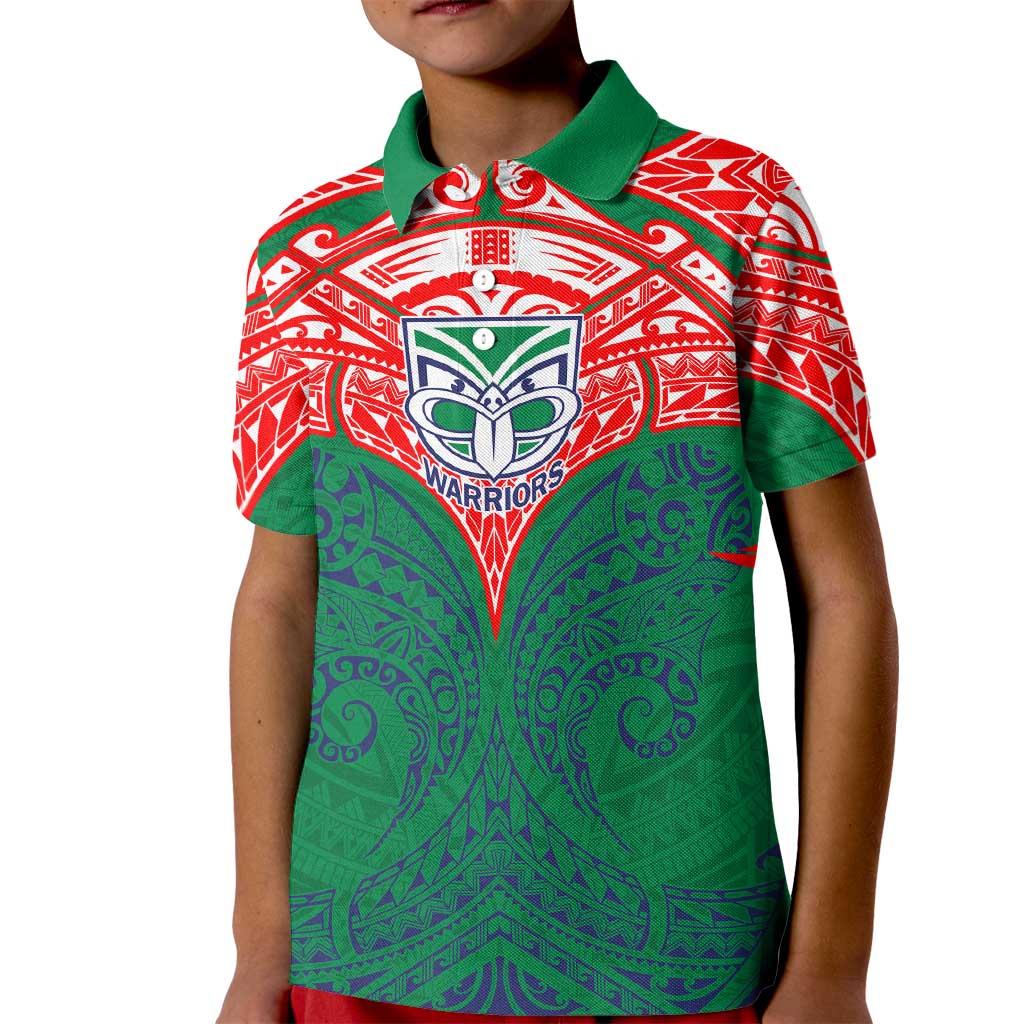 Personalized New Zealand Warriors Kid Polo Shirt Polynesian Tribal Pattern Style