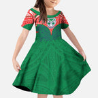 Personalized New Zealand Warriors Kid Short Sleeve Dress Polynesian Tribal Pattern Style