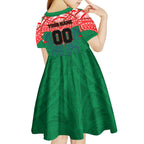 Personalized New Zealand Warriors Kid Short Sleeve Dress Polynesian Tribal Pattern Style