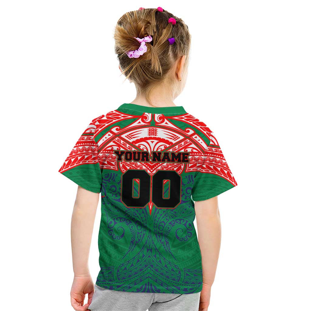 Personalized New Zealand Warriors Kid T Shirt Polynesian Tribal Pattern Style