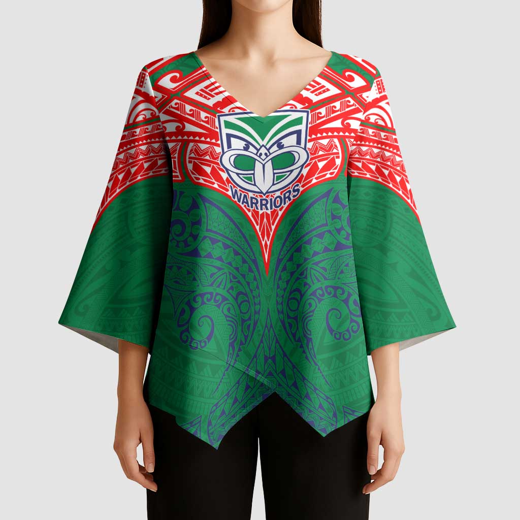 Personalized New Zealand Warriors Kimono Sleeve Blouse Polynesian Tribal Pattern Style