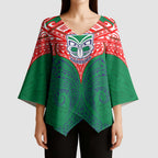 Personalized New Zealand Warriors Kimono Sleeve Blouse Polynesian Tribal Pattern Style