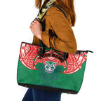 Personalized New Zealand Warriors Leather Tote Bag Polynesian Tribal Pattern Style