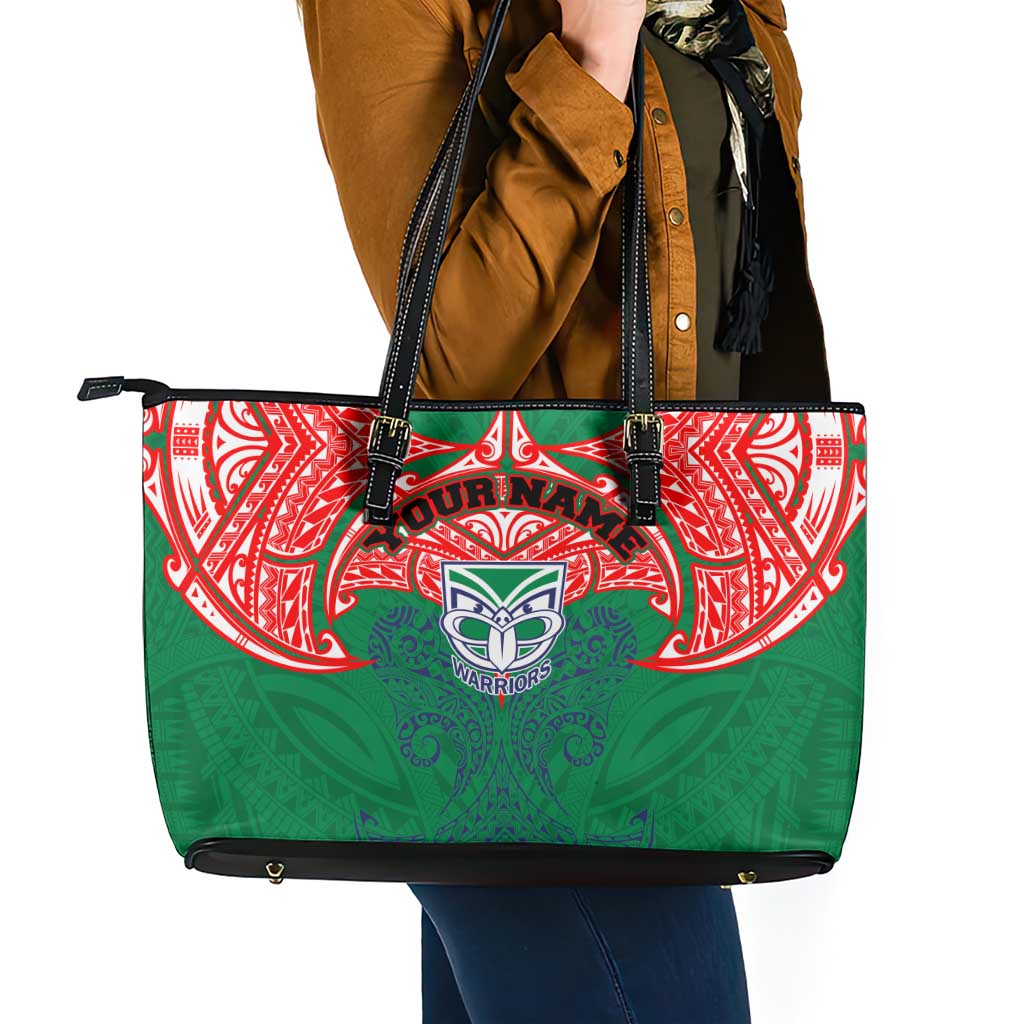 Personalized New Zealand Warriors Leather Tote Bag Polynesian Tribal Pattern Style