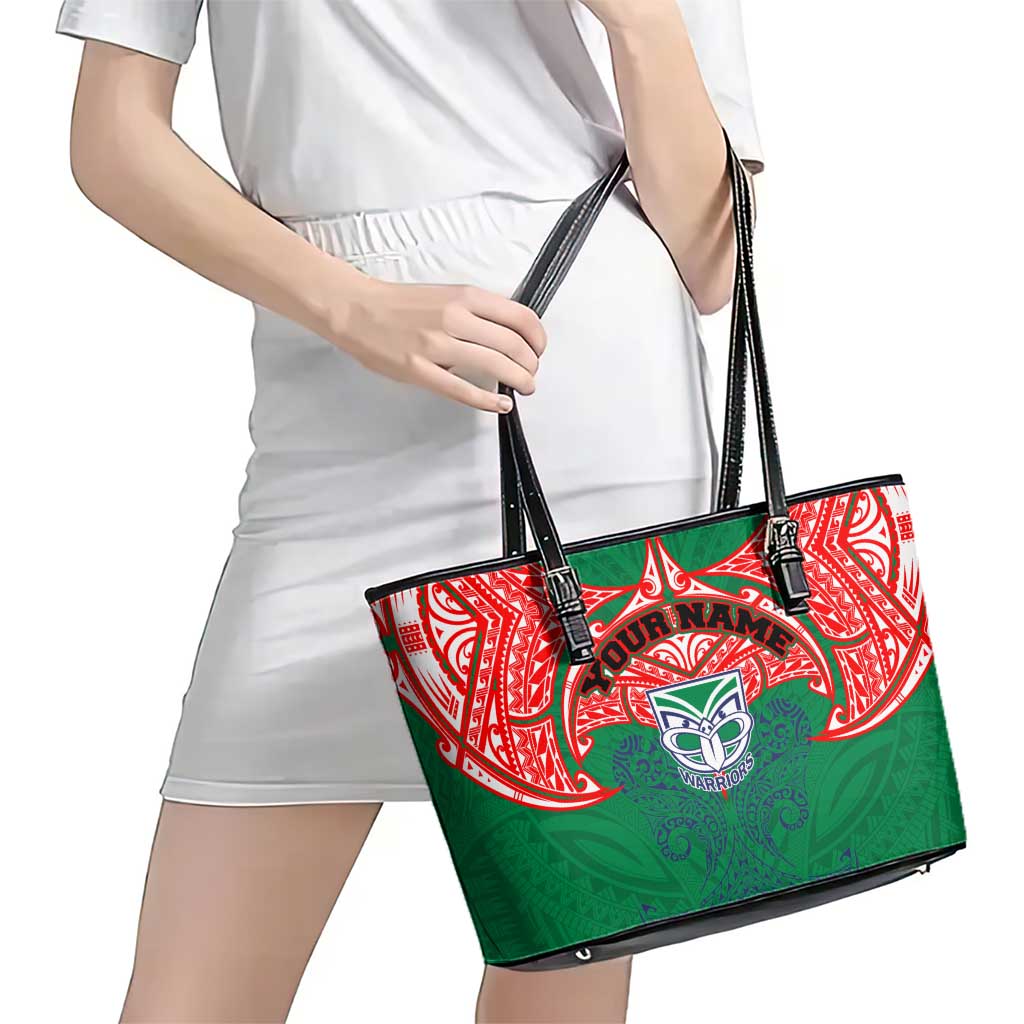 Personalized New Zealand Warriors Leather Tote Bag Polynesian Tribal Pattern Style