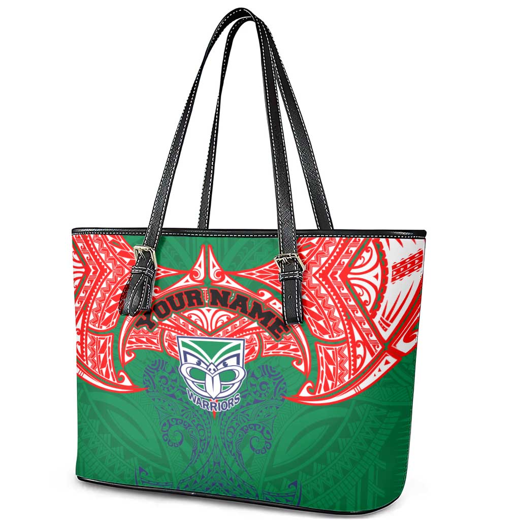 Personalized New Zealand Warriors Leather Tote Bag Polynesian Tribal Pattern Style