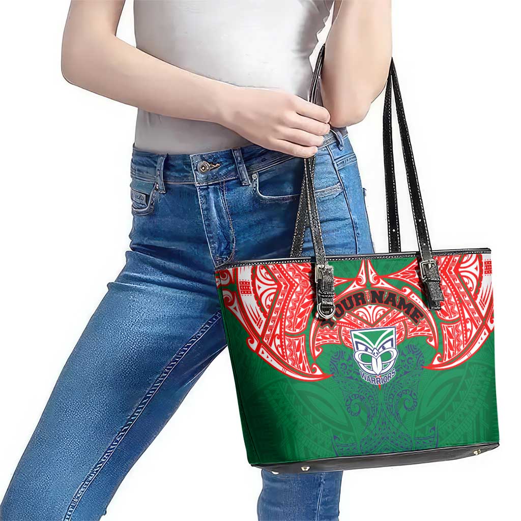 Personalized New Zealand Warriors Leather Tote Bag Polynesian Tribal Pattern Style