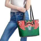 Personalized New Zealand Warriors Leather Tote Bag Polynesian Tribal Pattern Style