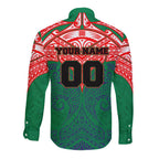 Personalized New Zealand Warriors Long Sleeve Button Shirt Polynesian Tribal Pattern Style