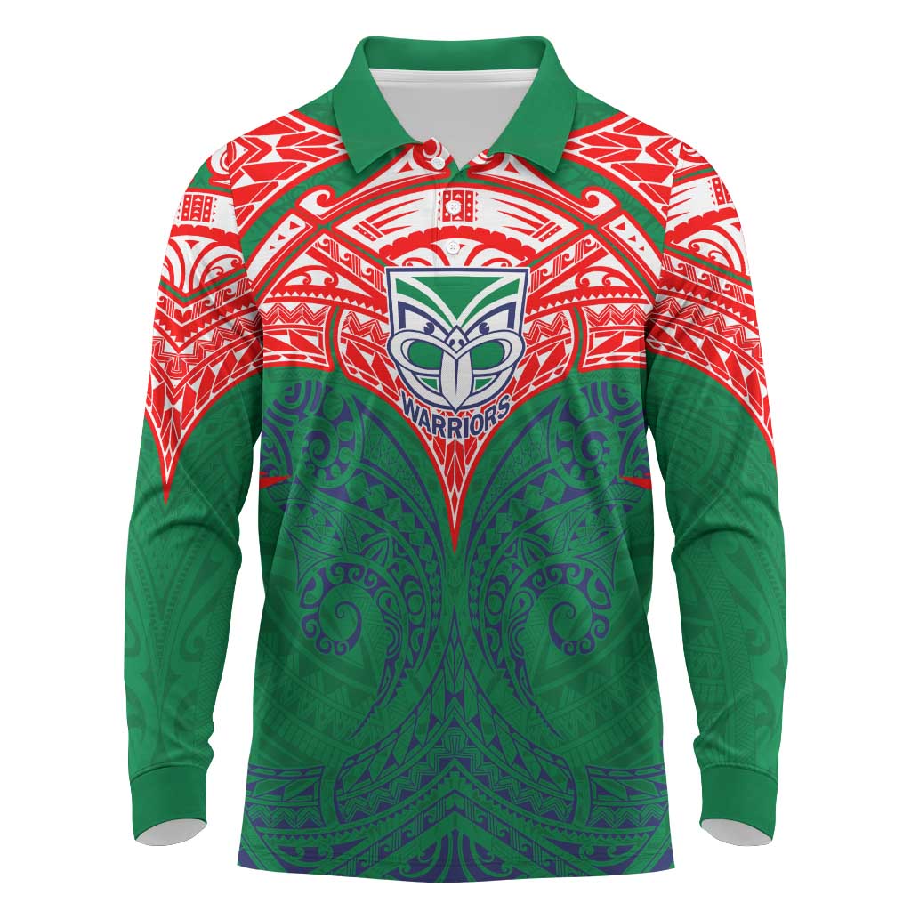 Personalized New Zealand Warriors Long Sleeve Polo Shirt Polynesian Tribal Pattern Style